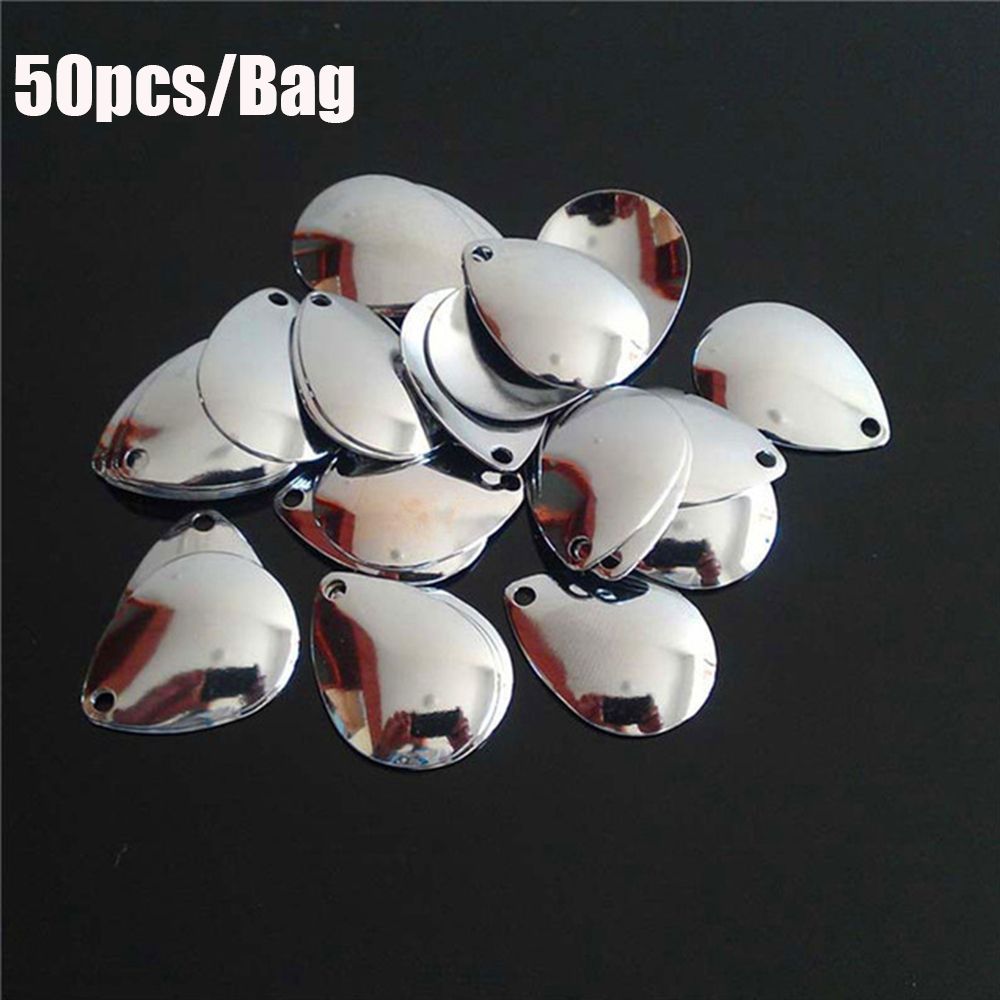 50 ชิ้น ใบพัดโลหะนิกเกิลเรียบแ - Fishing Lure Spinner บทวิจารณ์และราคา